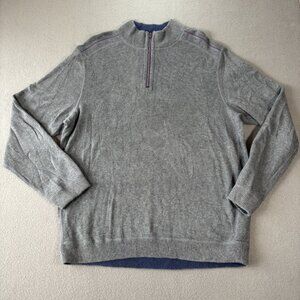 Tommy Bahama Reversible 1/4 Zip Sweater Mens XL Gray Blue Pullover Casual Golf